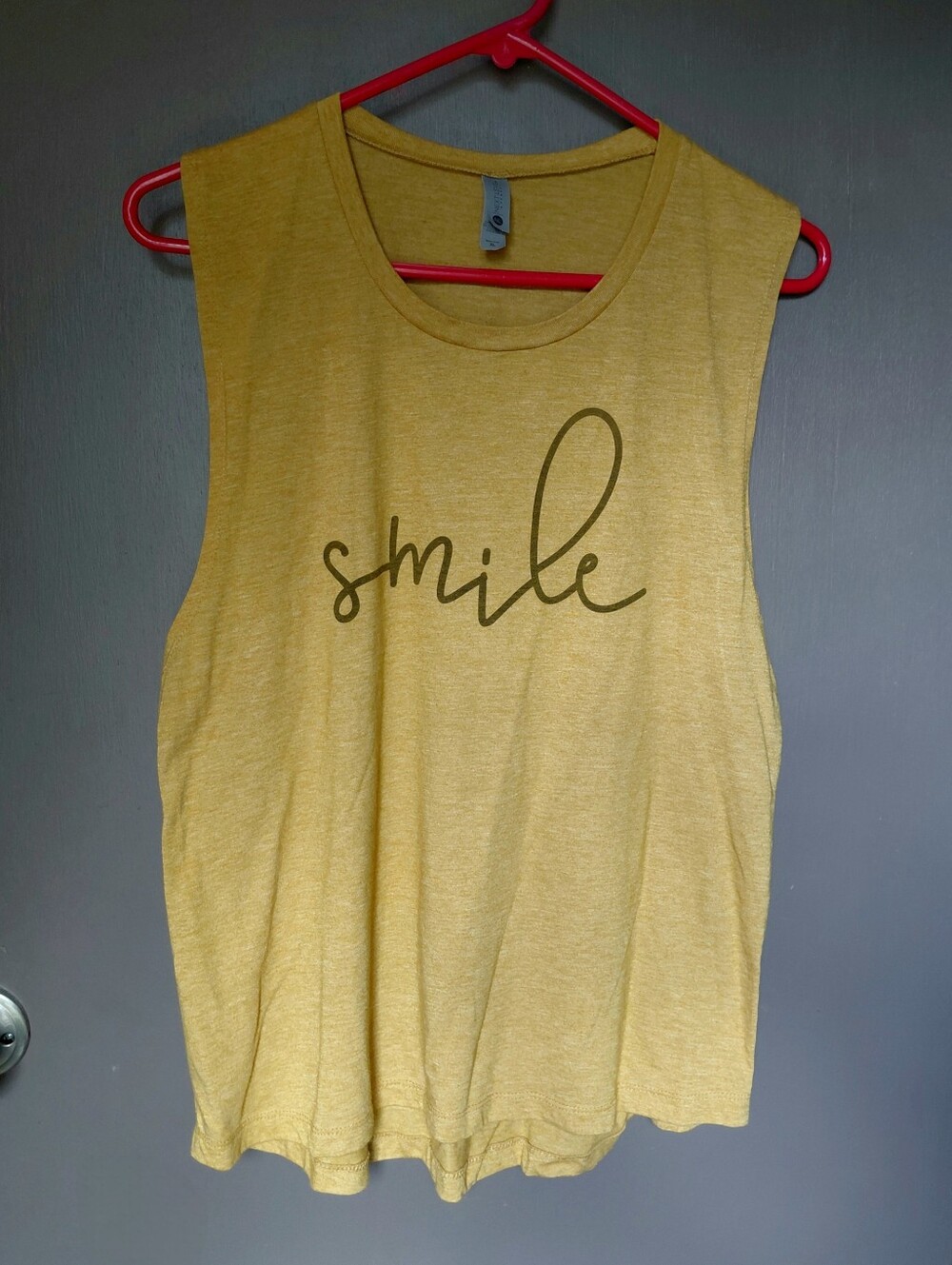 Next Level Apparel Mustard Yellow 'Smile' Muscle Tee